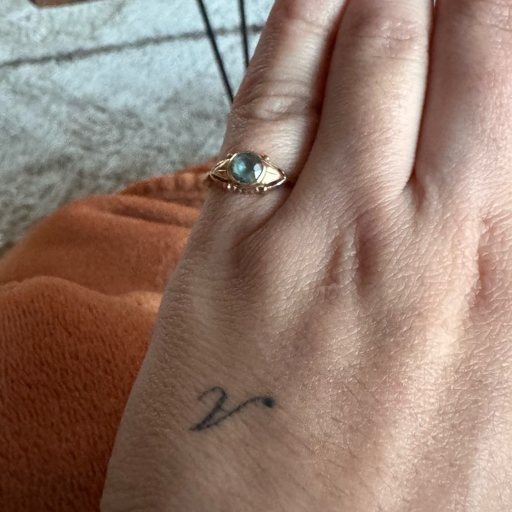 10kt Vintage Aquamarine Evil Eye Ring